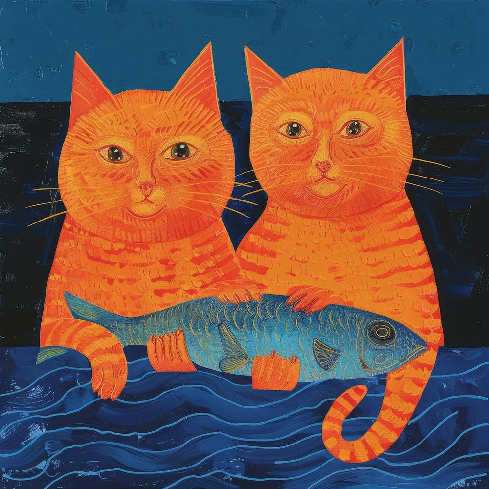 Orange Cats With Fish