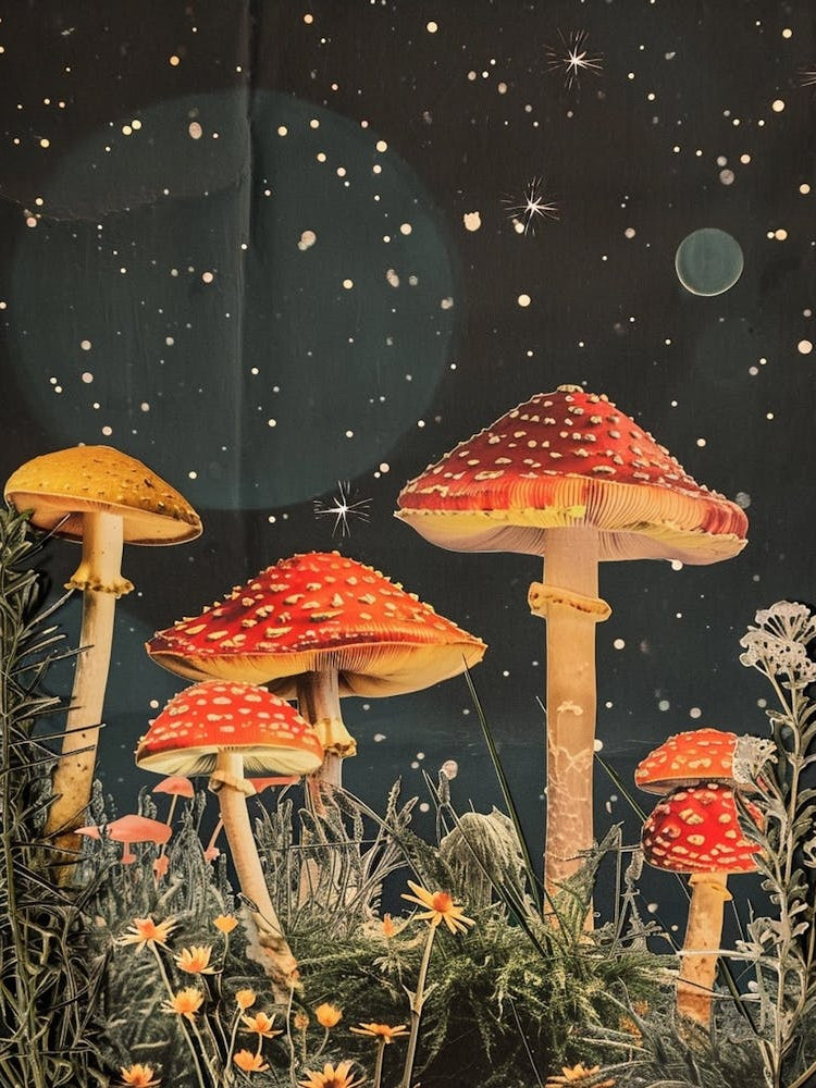 Retro Kitsch Mushroom Collage 2