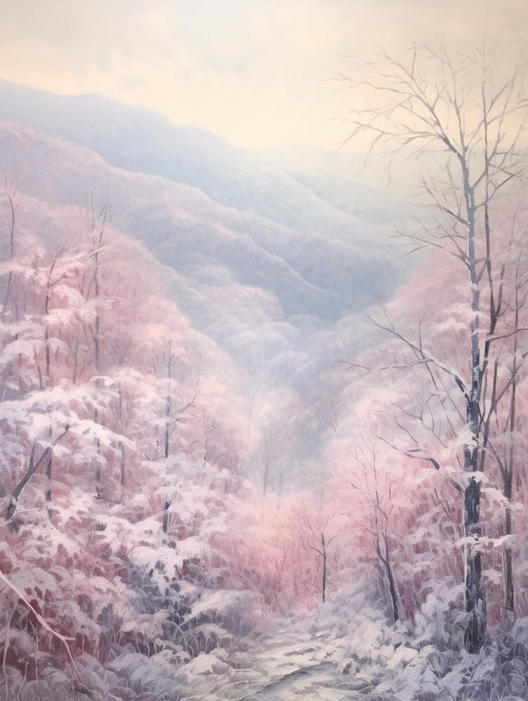 Dreamy Winter Painting Great Smoky Mountains Nationial Park United States 2