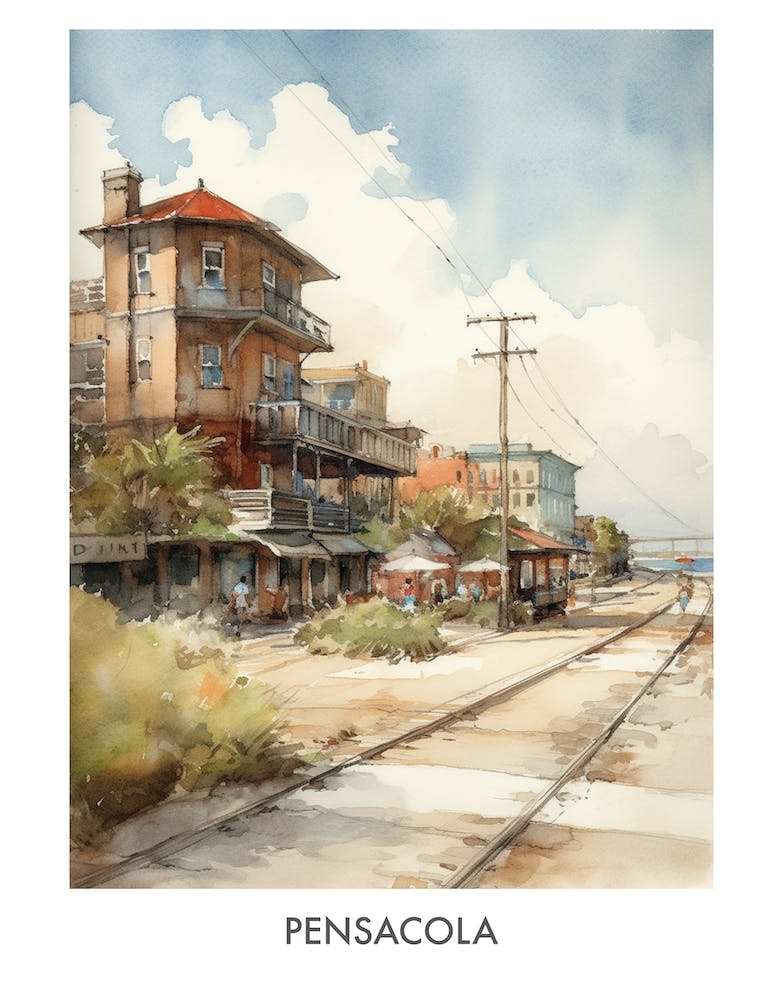 Pensacola Watercolor 1travel Poster