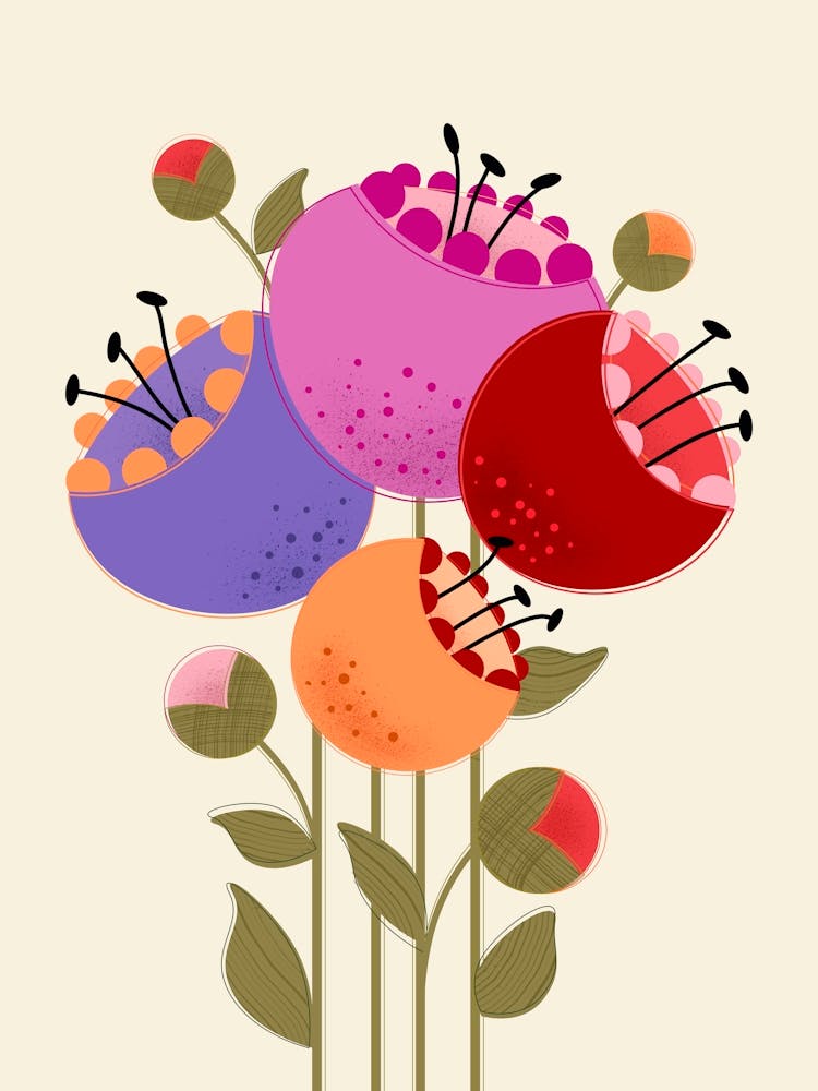 Floral Bouquet on Cream