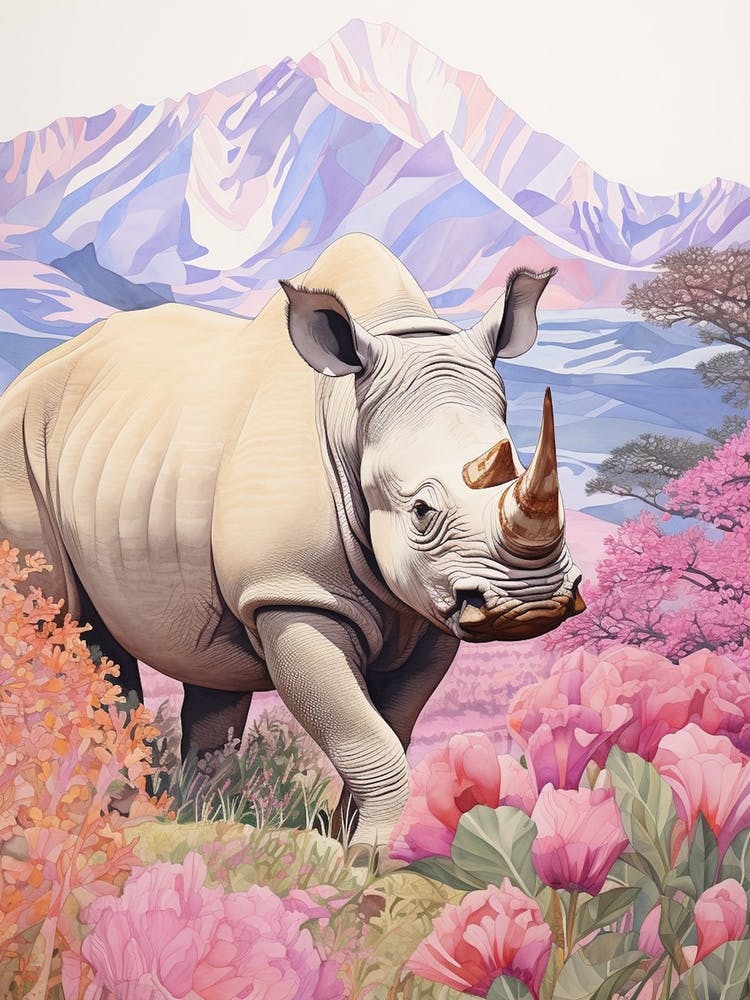 Colourful Patchwork Rhino 3