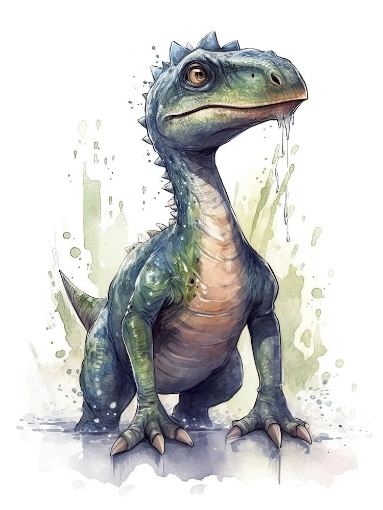 Suchomimus Tenerensis Süßer Dinosaurier Aquarell 3
