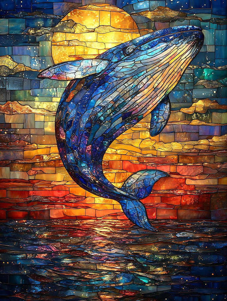 Stunning Stained Glass Whale 2