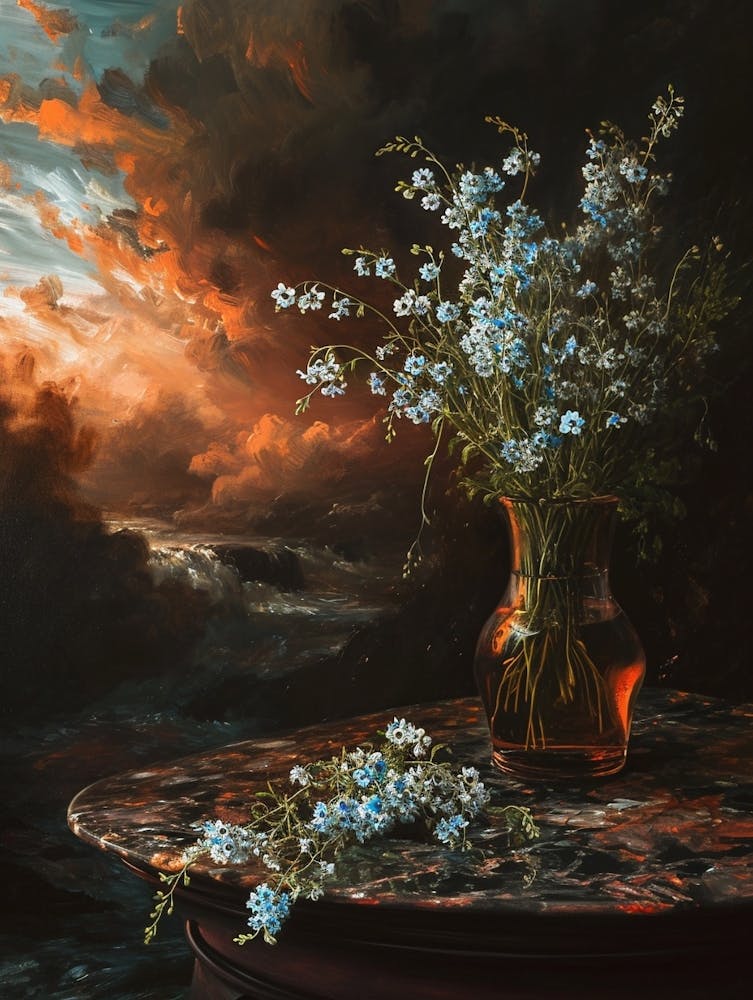 Baroque Floral Still Life Forget Me Nots 1