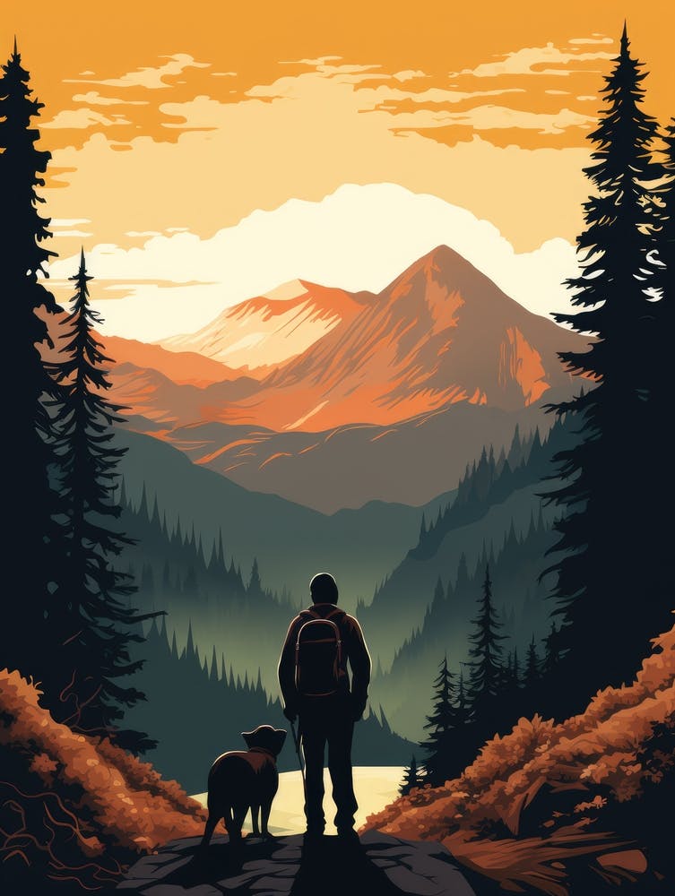 Man And Dog In The Mountains 1