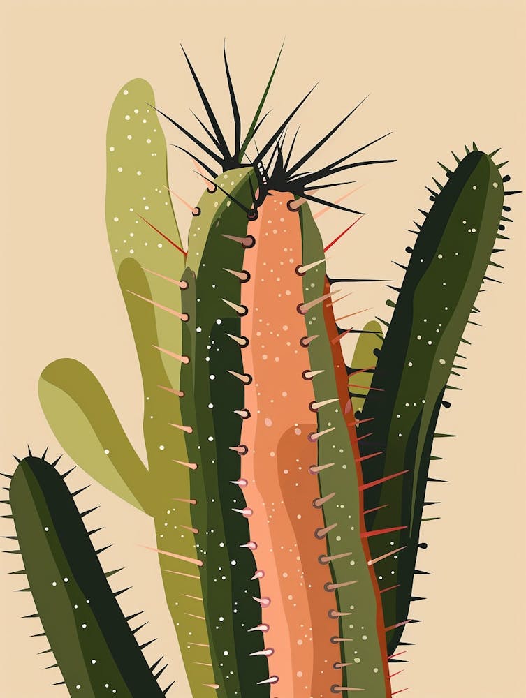 Crown Of Thorns Cactus Minimalist Abstract 2