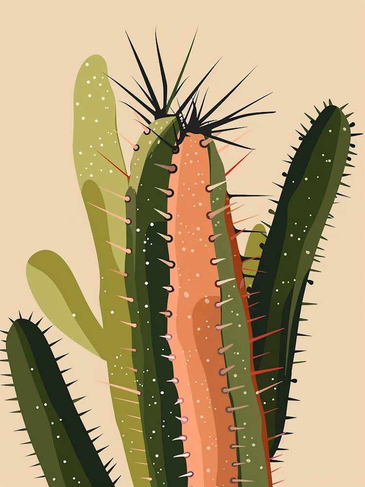 Crown Of Thorns Cactus Minimalist Abstract 2