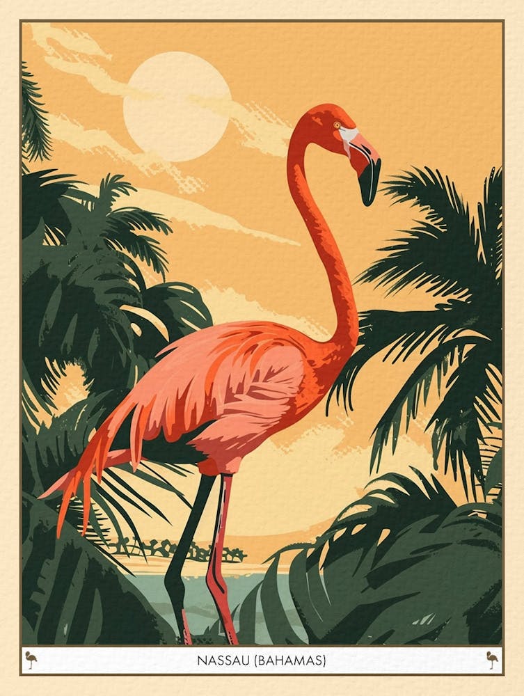 Greater Flamingo Nassau Bahamas Tropical Illustration 1 Poster