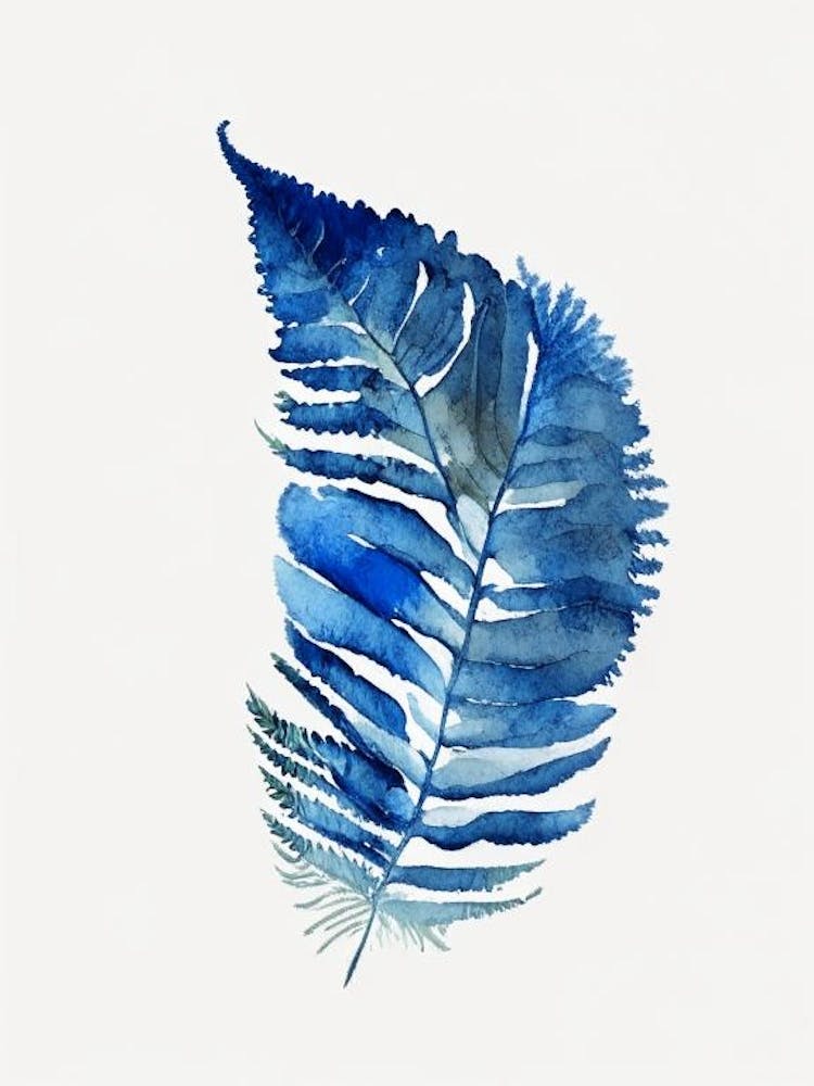 Crisped Blue Fern Watercolour
