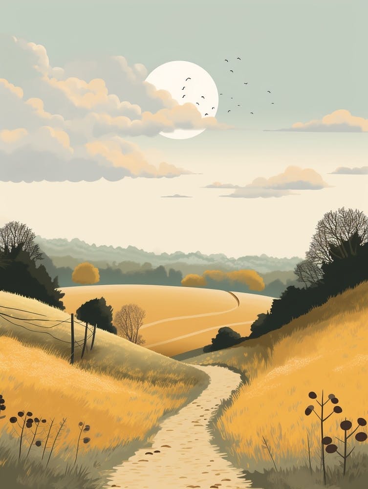 The North Downs Way England 4 Hiking Trail Landscape