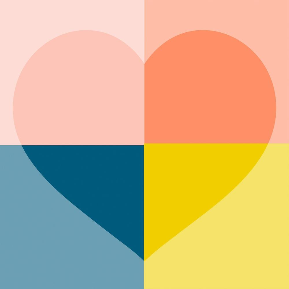 Color Block Heart Square