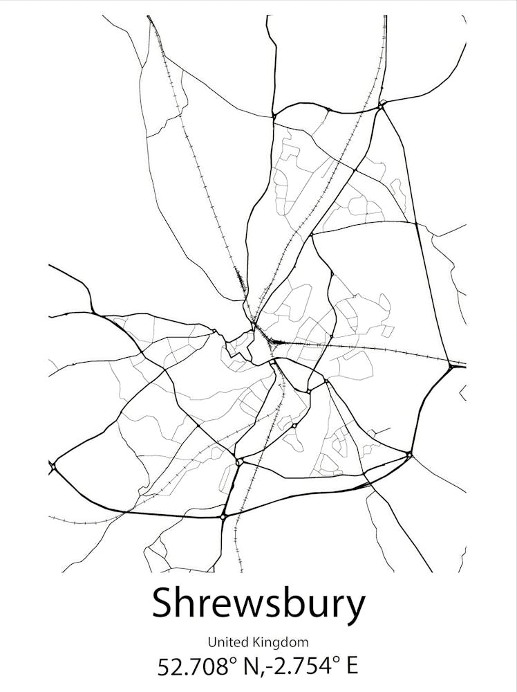 Shrewsbury,United Kingdom Minimalist Map