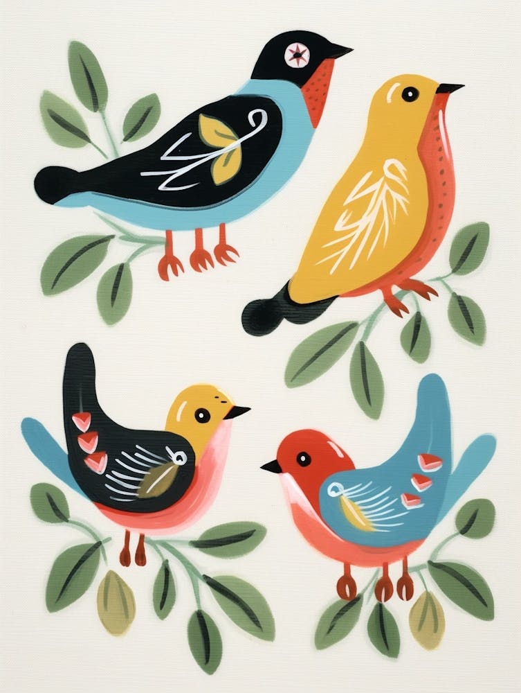 Folk Style Bird Painting Robin 2