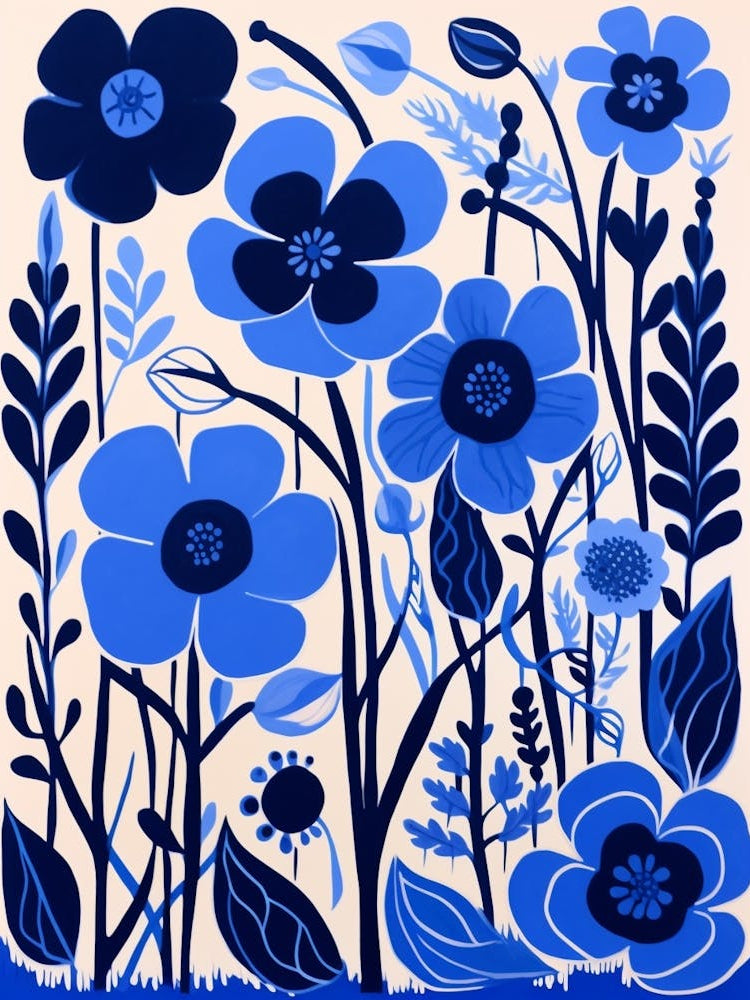 Blue Flower Illustration Flax Flower 2