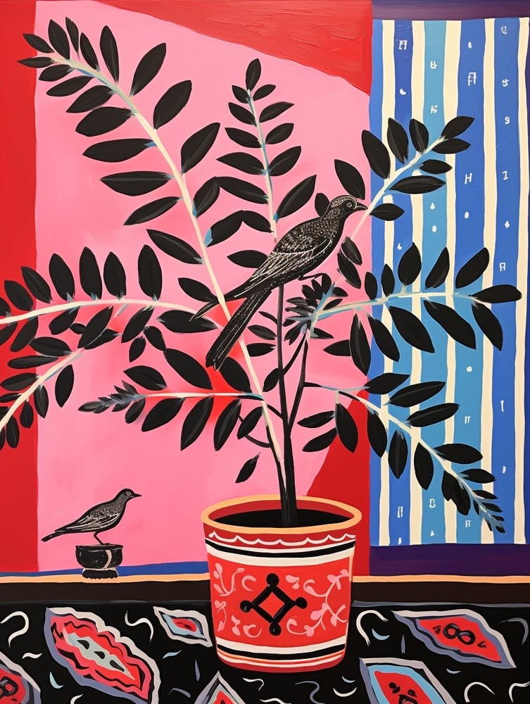 Pink And Red Plant Illustration Zz Plant Raven 3