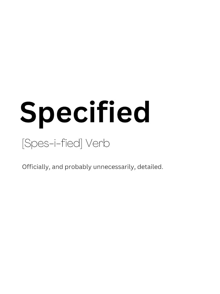 Specified Definition Meaning