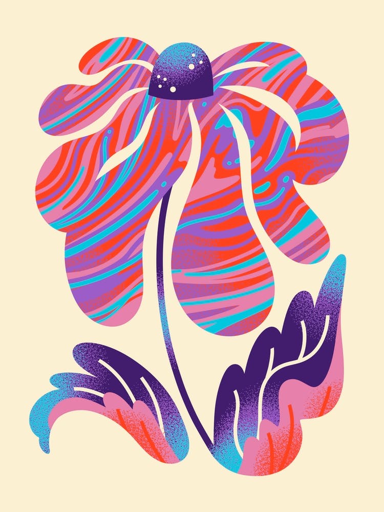 1970s Psychedlic Marbled Flower