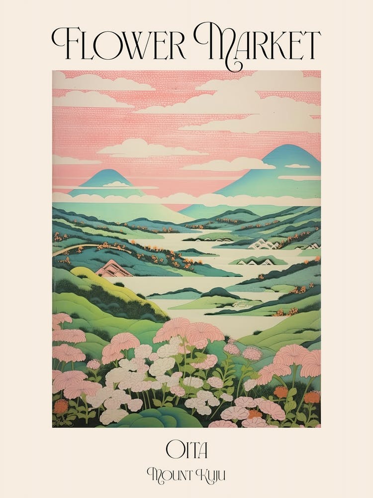 Flower Market Mount Kuju In Oita, Japanese Landscape 4 Poster