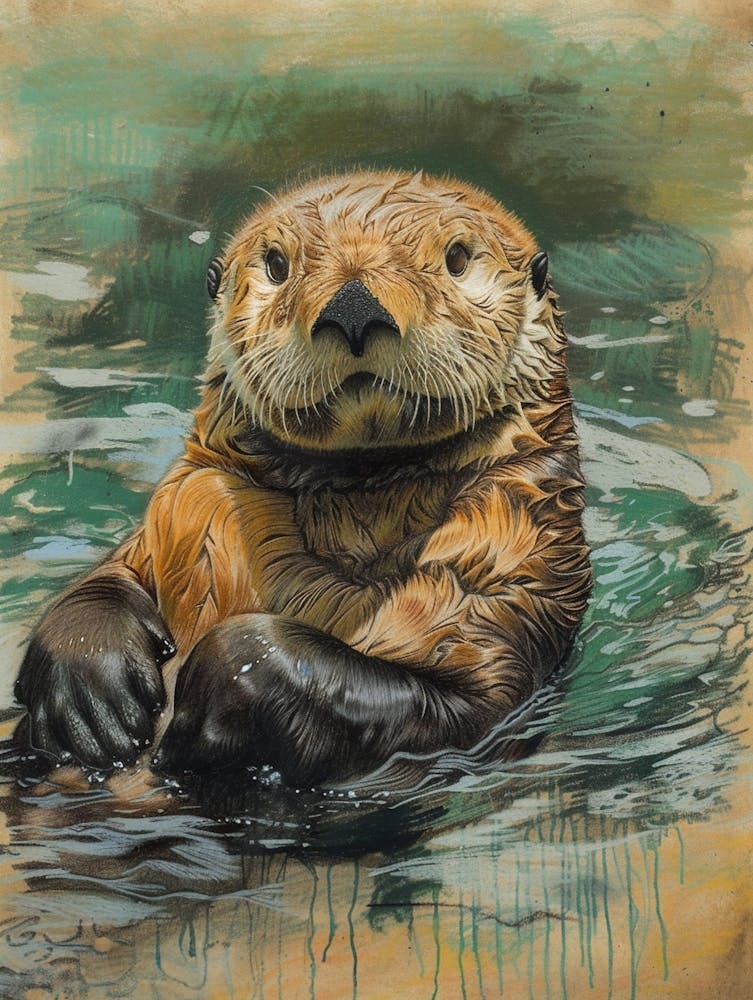 Sea Otter Pastel Watercolour 2