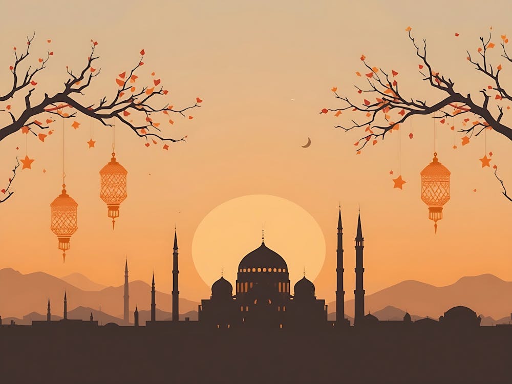 Silhouette Of Mosque At Sunset