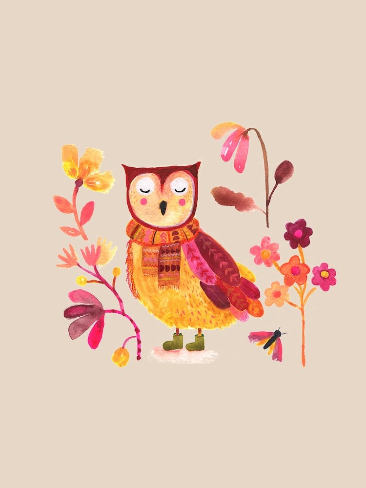 Owl With Boots Nursery Ivory