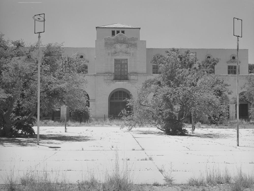 One Of The Main Buildings With Town Square In Foreground Of The Burro Mountain Copper Company, Now