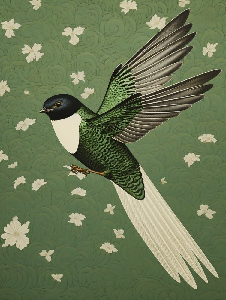 Ohara Koson Inspired Bird Painting Swallow 2