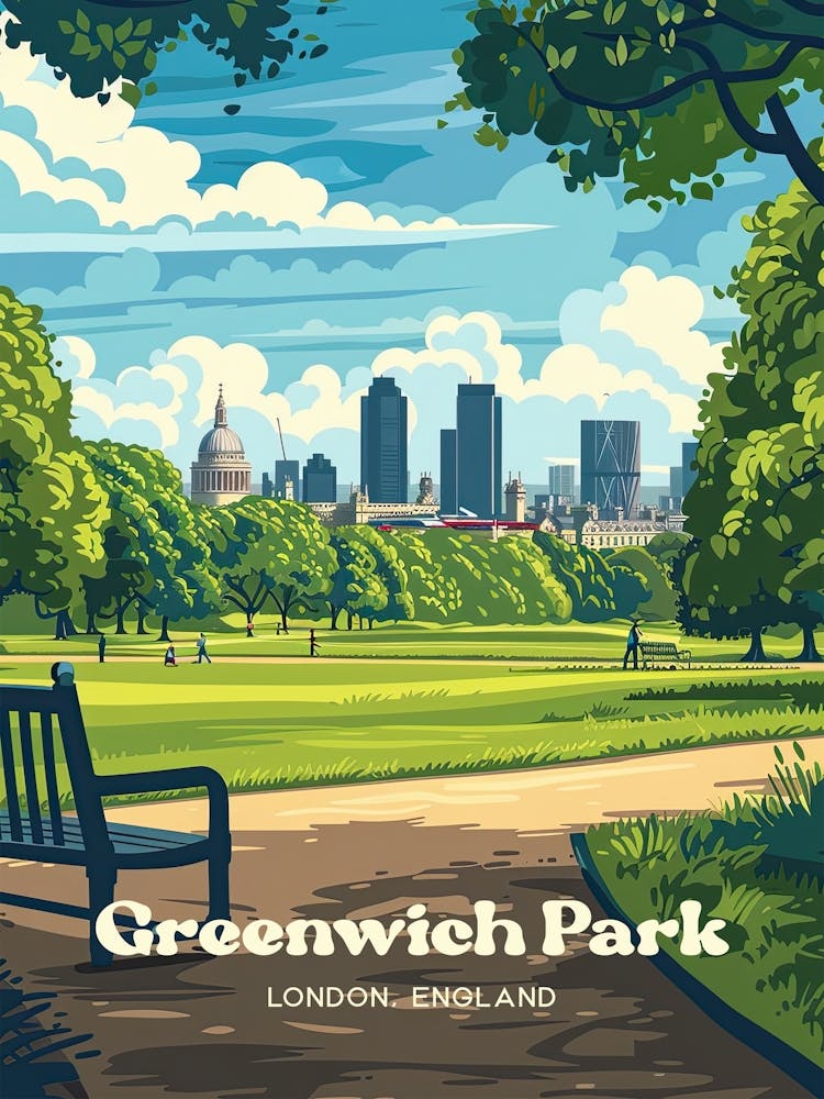 Greenwich Park Nature S Beauty Digital Travel Illustration