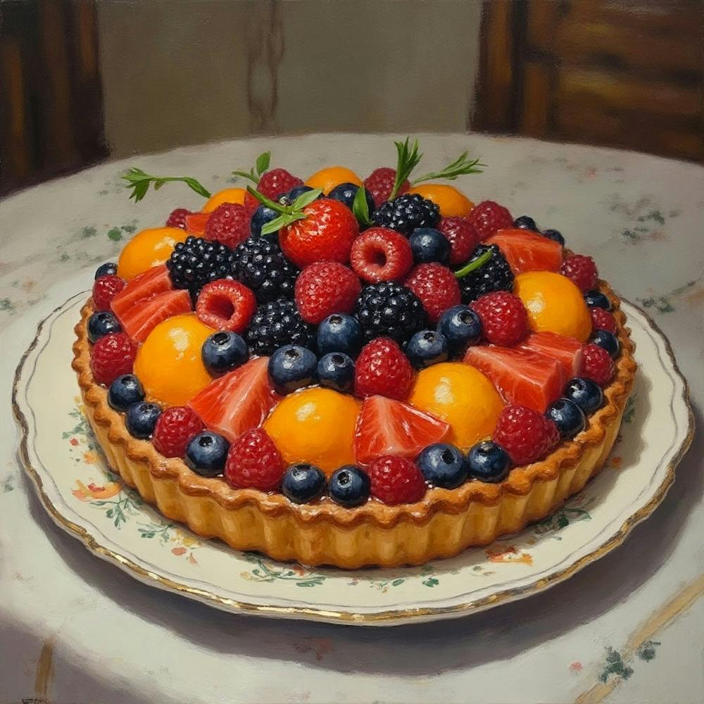 Delectable French Fruit Tart Kitchen Art