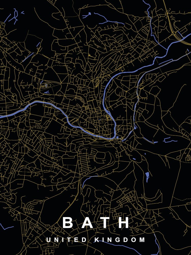 Bath City Map Black and Gold