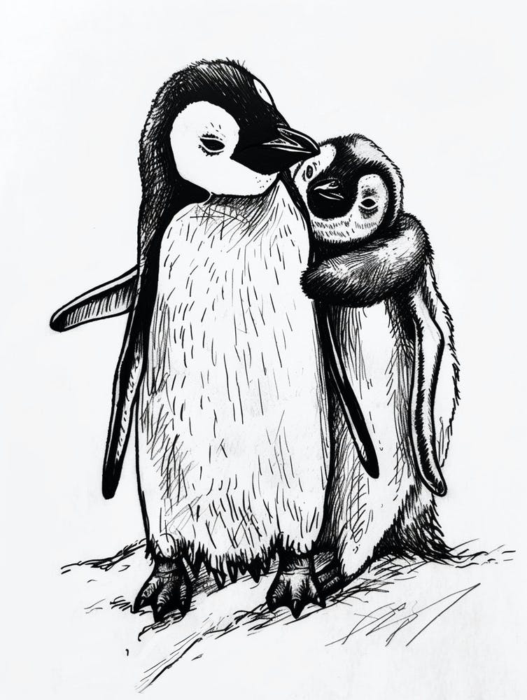 Emperor Penguin Huddling For Warmth 2