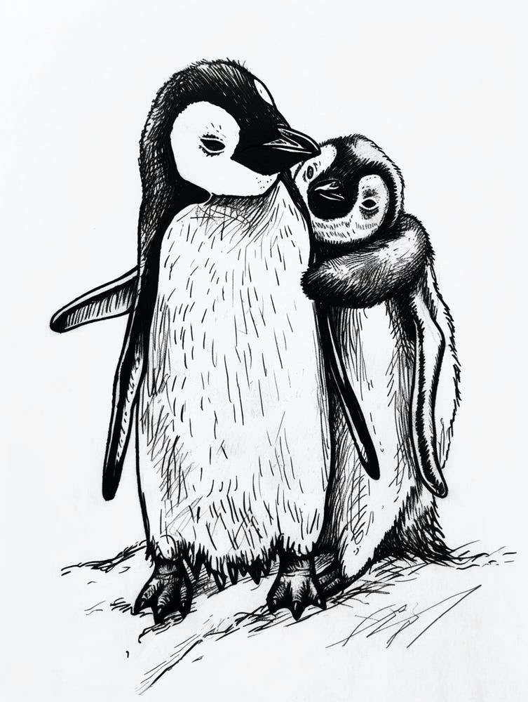 Emperor Penguin Huddling For Warmth 2