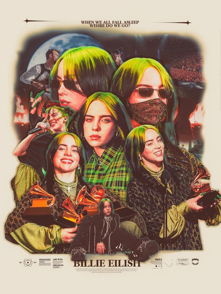 Billie Eilish - Billie Eilish Grammy Awards - Billie Eilish Music Poster