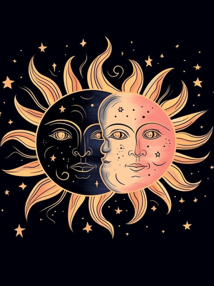 The Sun Moon Faces Celestial Art 4