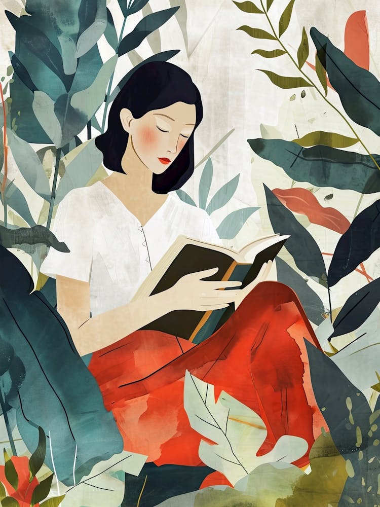 Illustration Of A Woman Reading A Book
