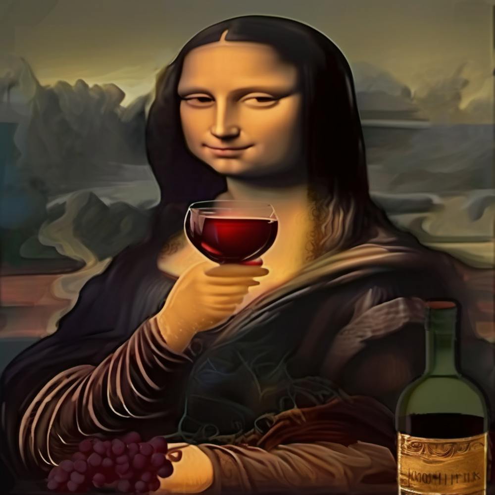 Mona Lisa with wine