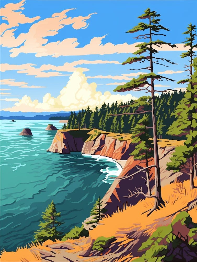 Deception Pass State Park Retro Pop Art 15