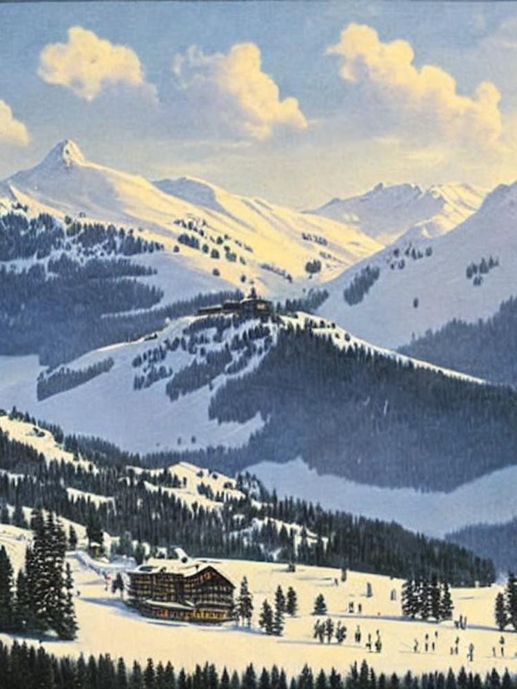 Davos, Switzerland Ski Resort Vintage Landscape 2 Skiing Poster