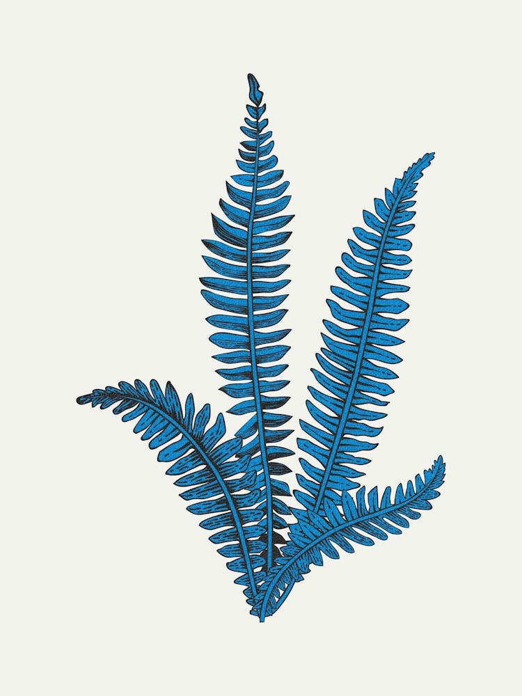 Blue Botanical Leaf Print 2