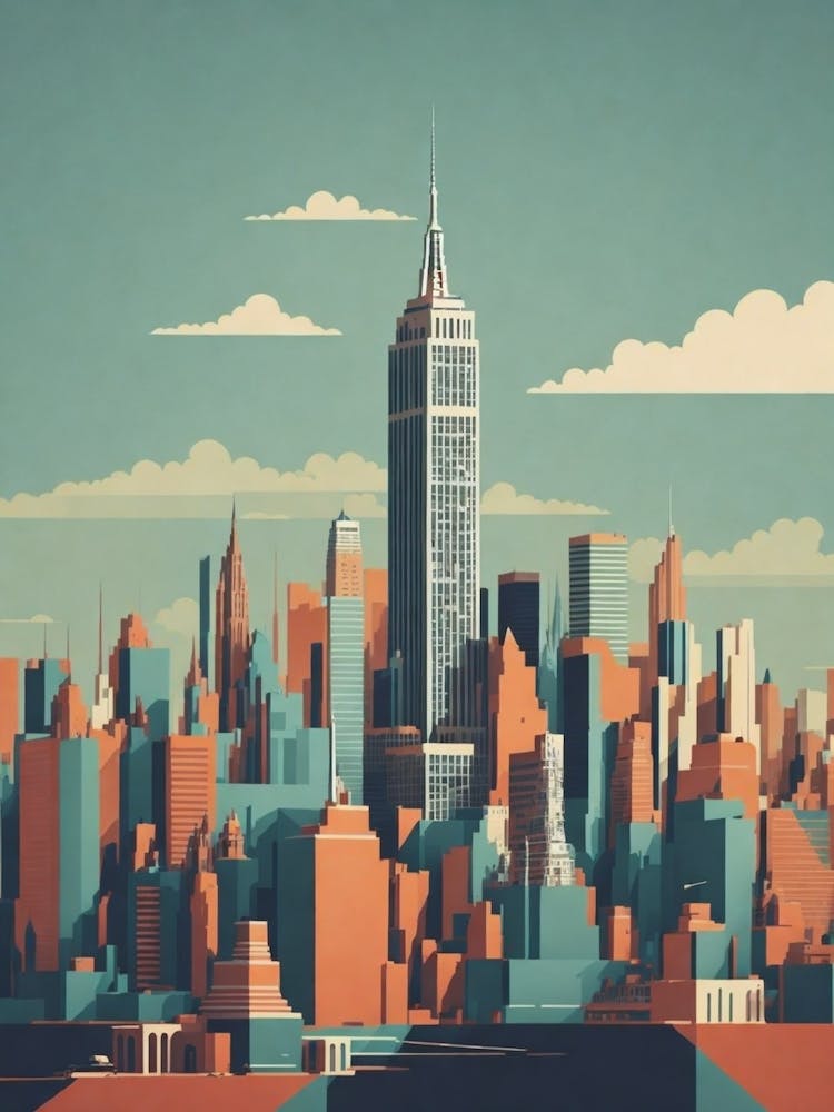 Retro New York City Skyline