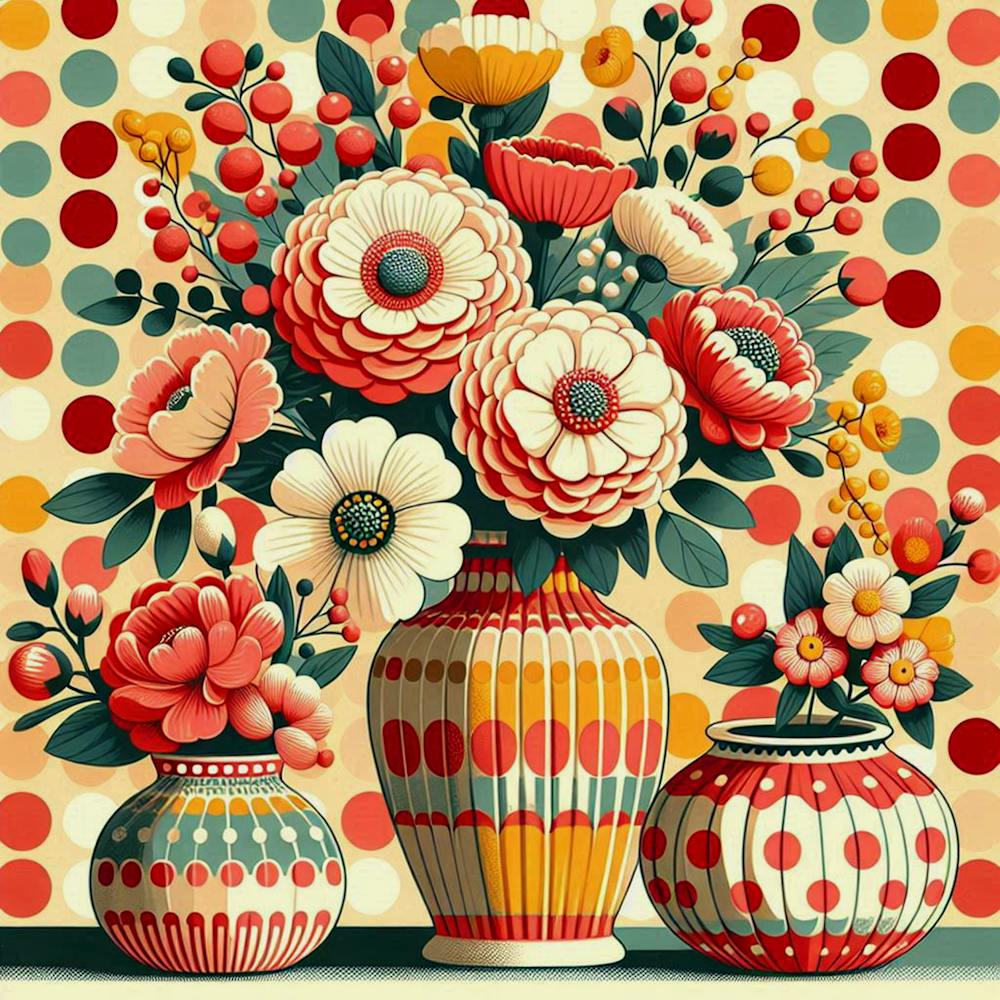 Coral And Yellow Flowers In A Vase 5