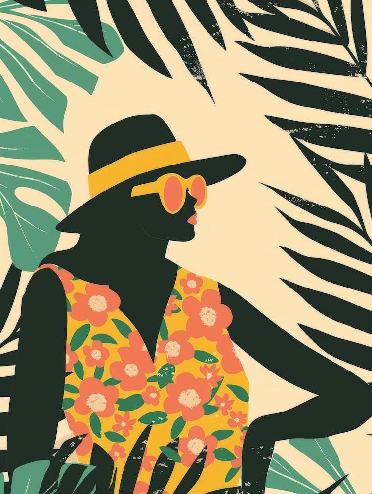 Woman In Hat And Sunglasses