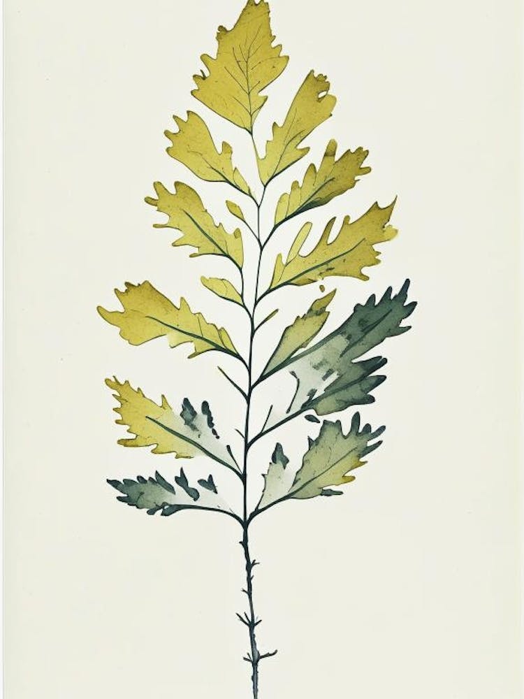 Wood Betony Leaf Minimalist Watercolour 2