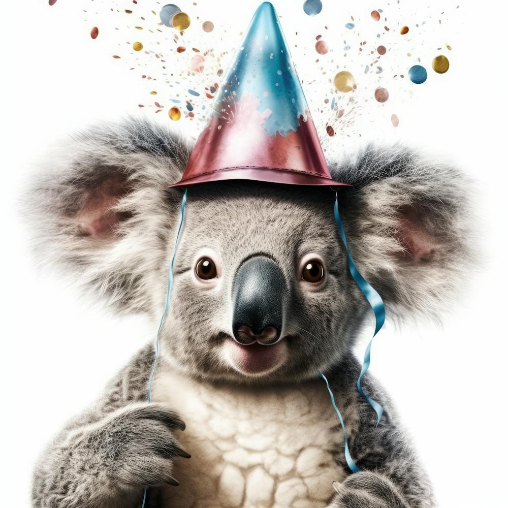 Koala With Party Hat
