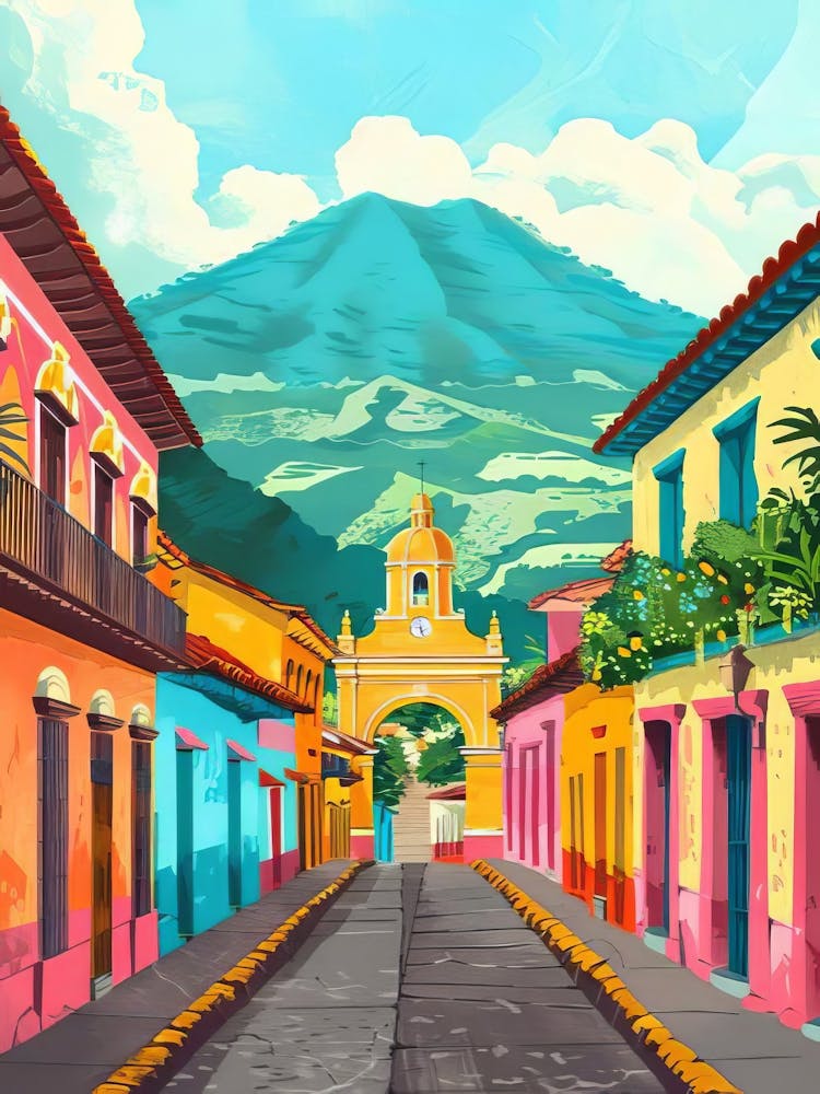 Guatemala Print Guatemala Illustration Guatemala Travel Poster Guatemala Painting Floral Print Nostalgia Print(1)