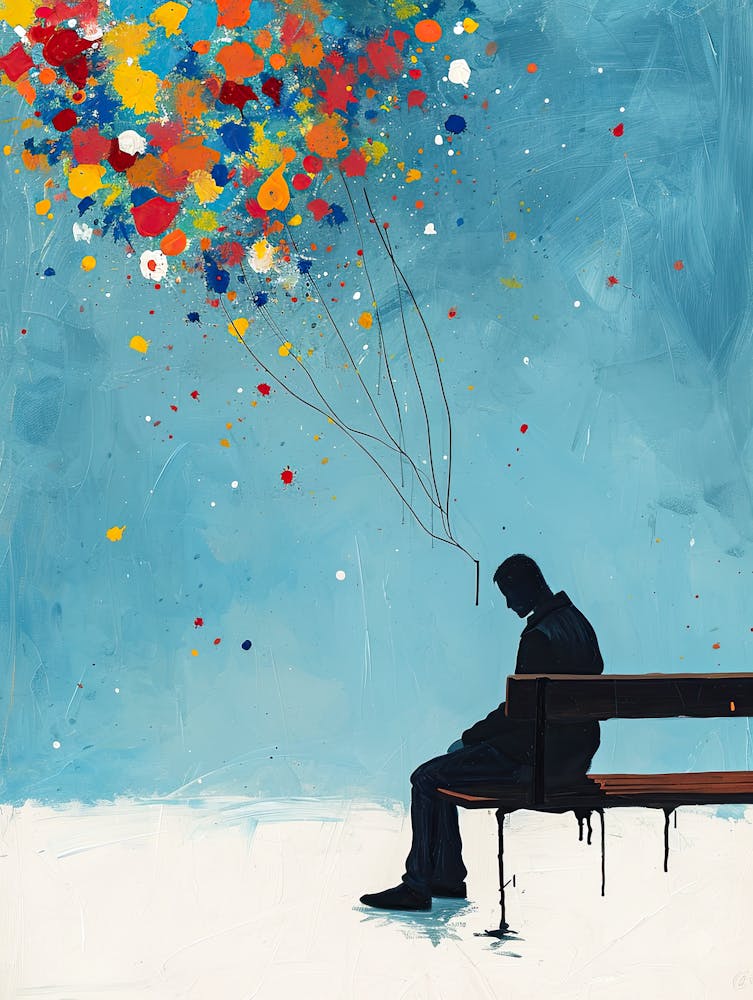 Man Sitting On A Bench, Minimalism 1