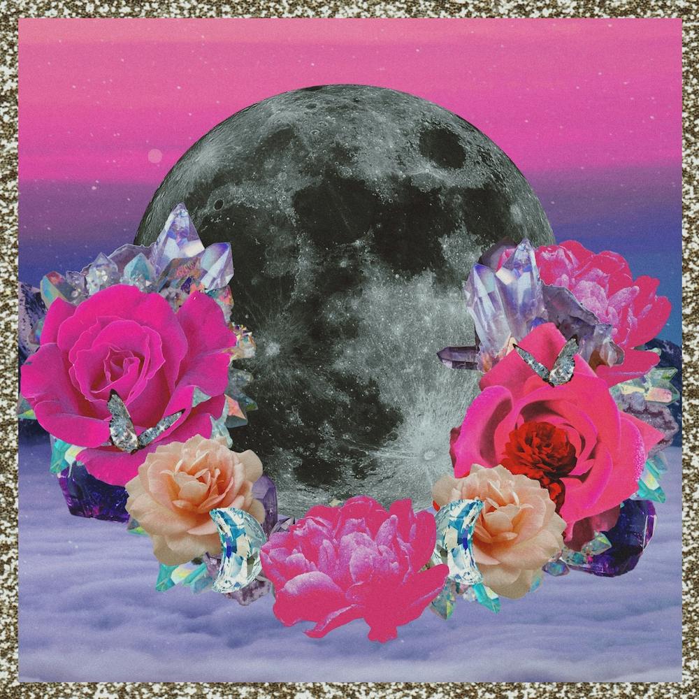 Sparkly Rose Moon Collage Square