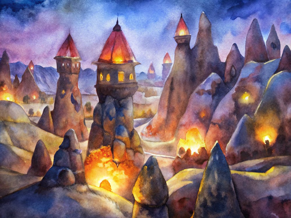 A Glowing Design Of The Fairy Chimneys In Cappadoc (1)