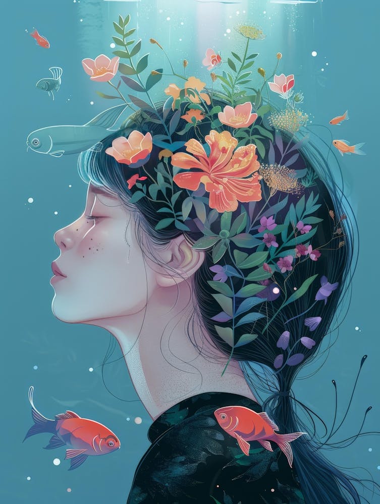Fille Avec Des Fleurs Dans Les Cheveux 1